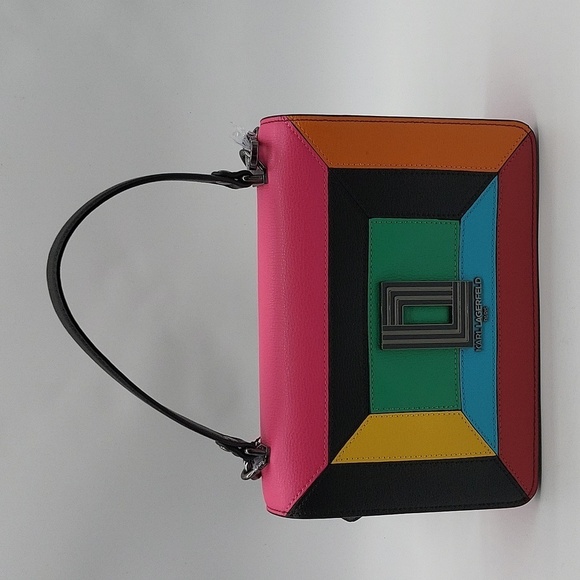 449- Karl Lagerfeld Paris Colorblock Flap Crossbody Bag Made In Vietnam - Picture 3 of 13